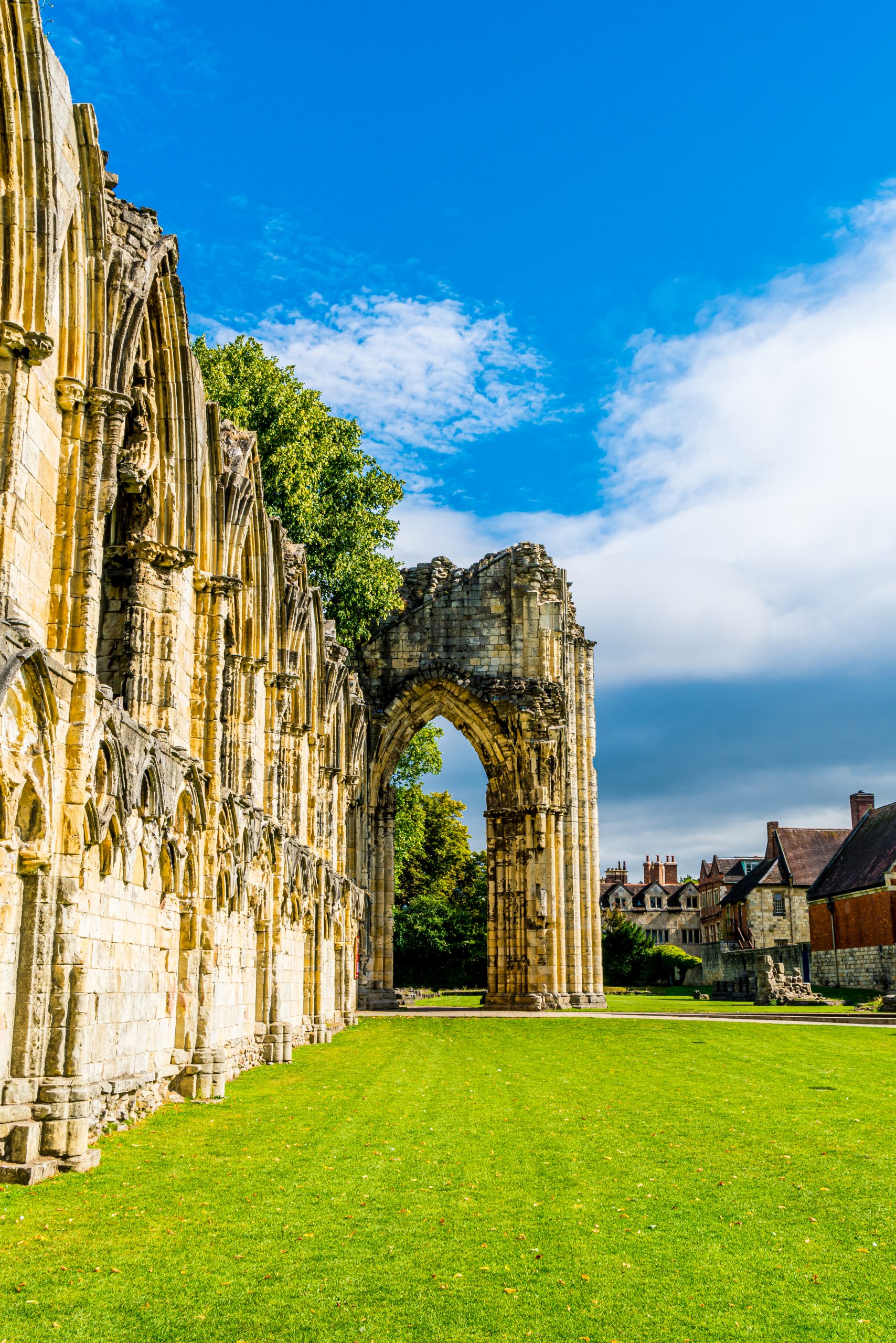 St. Mary's Abbey, museum garden in York city, England